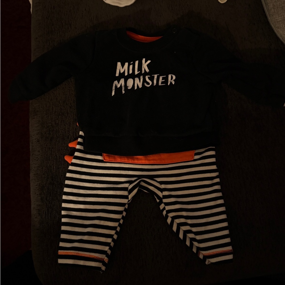 Cat & Jack Orange and Black Striped Baby Outfit